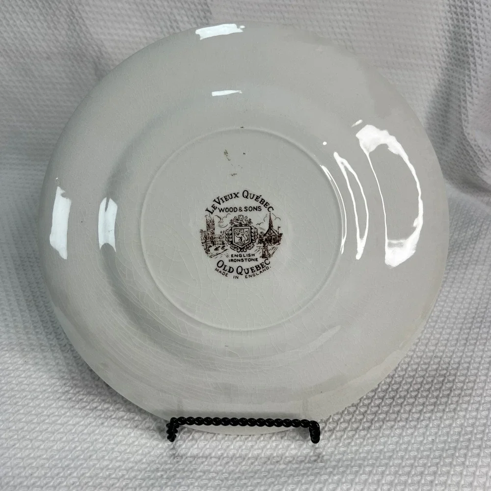 Wood & Sons Le Vieux Quebec Old Quebec Brown Transferware Ironstone Plate 10in